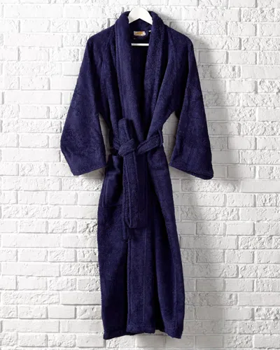 Superior Long-staple Combed Terry Unisex Adult Long Staple Combed Cotton Bathrobe In Blue