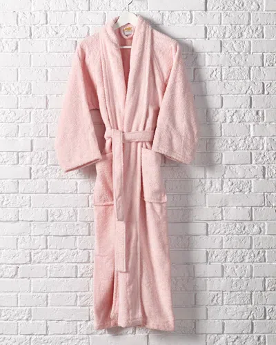 Superior Long-staple Combed Terry Unisex Adult Long Staple Combed Cotton Bathrobe In Pink