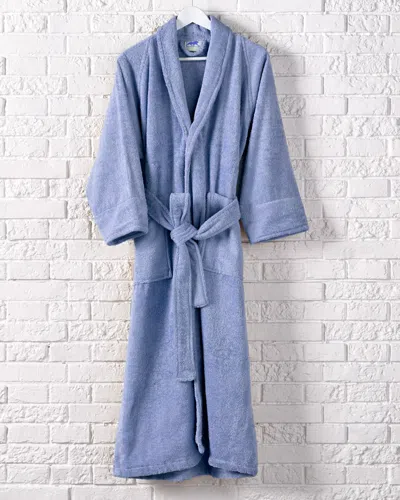 Superior Long-staple Combed Terry Unisex Adult Long Staple Combed Cotton Bathrobe In Blue