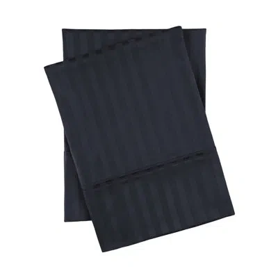 Superior Luxor Treasures 300 Thread Count 100% Egyptian Cotton Striped Sateen Pillowcase Set In Navy Blue