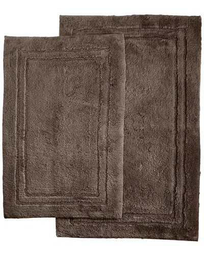 Superior Luxurious Set Of 2 Non-skid Cotton Bath Rugs In Brown