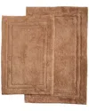 Superior Luxurious Set Of 2 Non-skid Cotton Bath Rugs In Brown