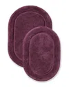 Superior Luxurious Set Of 2 Non-skid Cotton Bath Rugs In Burgundy