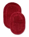 Superior Luxurious Set Of 2 Non-skid Cotton Bath Rugs In Red