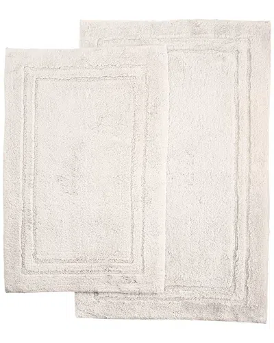 Superior Luxurious Set Of 2 Non-skid Cotton Bath Rugs In Neutral