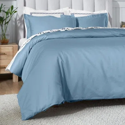 Superior Luxury 650 Thread Count Certified Egyptian Cotton Duvet Cover Set In Medium Blue