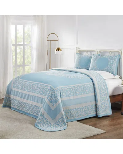 Superior Lyron Boho Mandala Lightweight Woven Jacquard Oversized Cotton Blend Bedspread And Sham Set In Blue
