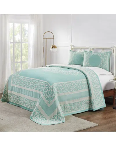 Superior Lyron Boho Mandala Lightweight Woven Jacquard Oversized Cotton Blend Bedspread And Sham Set In Blue