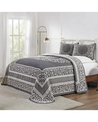 Superior Lyron Boho Mandala Lightweight Woven Jacquard Oversized Cotton Blend Bedspread And Sham Set In Gray