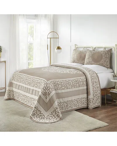 Superior Lyron Boho Mandala Lightweight Woven Jacquard Oversized Cotton Blend Bedspread And Sham Set In Taupe