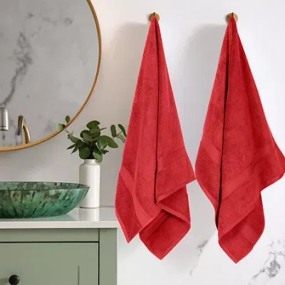 Superior Madison Collection | 100% Egyptian Cotton 2-pc. Quick Dry Bath Towel In Red