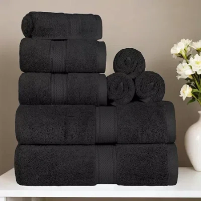 Superior Madison Collection | 100% Egyptian Cotton 8-pc. Quick Dry Solid Bath Towel Set In Black