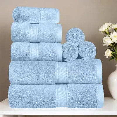 Superior Madison Collection | 100% Egyptian Cotton 8-pc. Quick Dry Solid Bath Towel Set In Blue