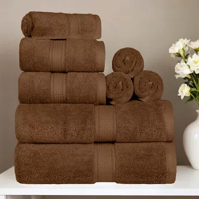 Superior Madison Collection | 100% Egyptian Cotton 8-pc. Quick Dry Solid Bath Towel Set In Brown