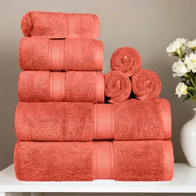 Superior Madison Collection | 100% Egyptian Cotton 8-pc. Quick Dry Solid Bath Towel Set In Orange