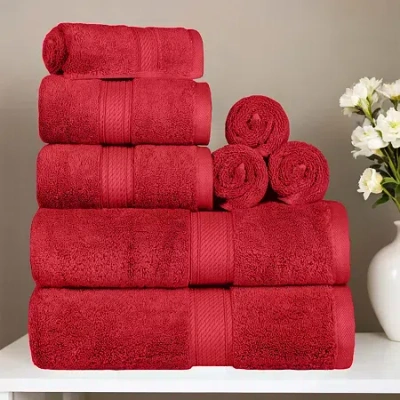 Superior Madison Collection | 100% Egyptian Cotton 8-pc. Quick Dry Solid Bath Towel Set In Red