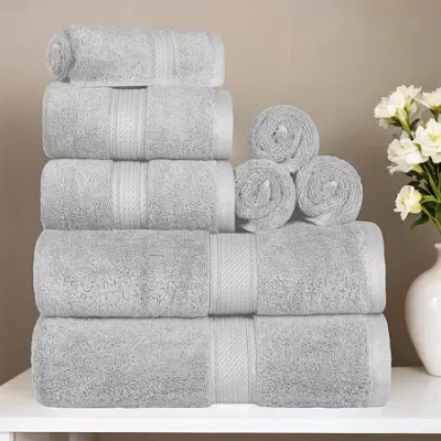 Superior Madison Collection | 100% Egyptian Cotton 8-pc. Quick Dry Solid Bath Towel Set In Silver