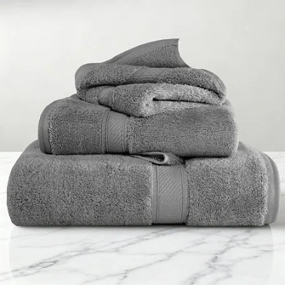 Superior Madison Collection | Plush Egyptian Cotton 3-pc. Quick Dry Solid Bath Towel Set In Gray