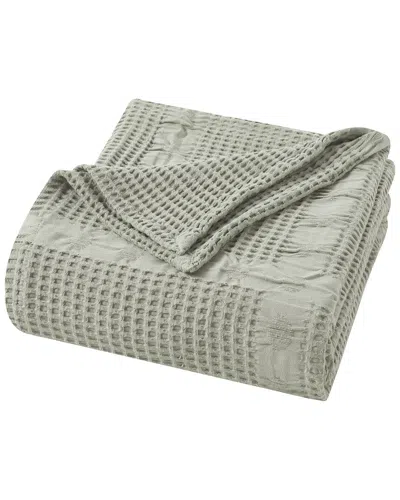 Superior Mai Geometric Waffle Medium Weight Blanket In Green