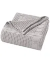 Superior Mai Geometric Waffle Medium Weight Blanket In Silver