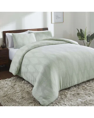 Superior Manali Woven Breathable Geometric Comforter Set In Green