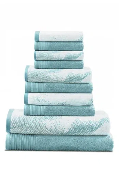 Superior Marble 10-piece Quick-drying Cotton Towel Set In Blue