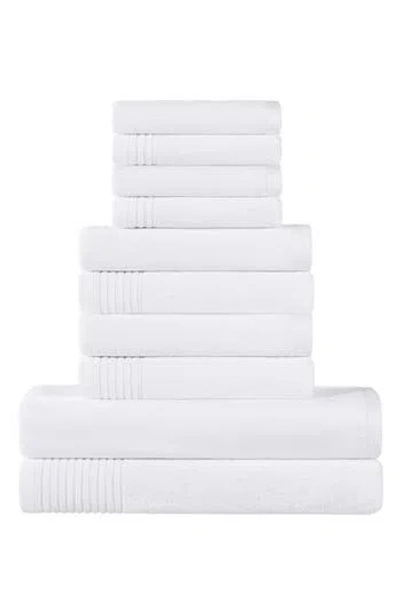 Superior Marble 10-piece Quick-drying Cotton Towel Set In White