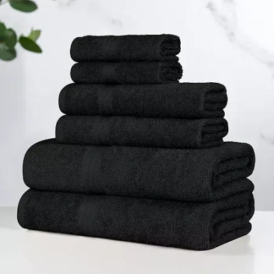 Superior Miami 6pc Soft Durable Cotton Towel Set 6-pc. Quick Dry Bath Towel Set In Black