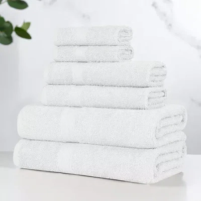 Superior Miami 6pc Soft Durable Cotton Towel Set 6-pc. Quick Dry Bath Towel Set In White