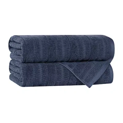 Superior Mika Collection | 80% Cotton 20% Viscose 2-pc. Quick Dry Bath Towel In Blue