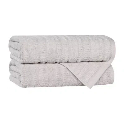 Superior Mika Collection | 80% Cotton 20% Viscose 2-pc. Quick Dry Bath Towel In Silver