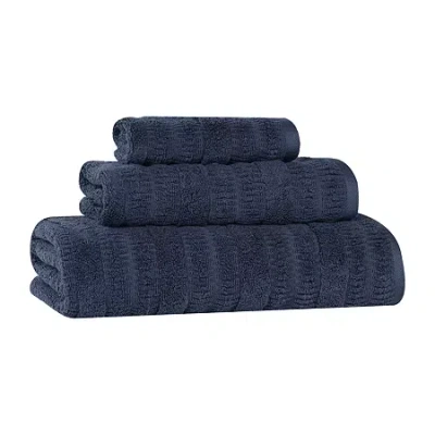 Superior Mika Collection | 80% Cotton 20% Viscose 3-pc. Quick Dry Solid Bath Towel Set In Blue