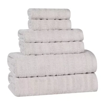Superior Mika Collection | 80% Cotton 20% Viscose 6-pc. Quick Dry Solid Bath Towel Set In Silver