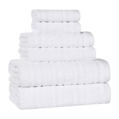 Superior Mika Collection | 80% Cotton 20% Viscose 6-pc. Quick Dry Solid Bath Towel Set In White