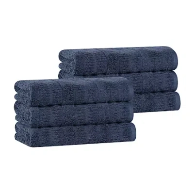 Superior Mika Collection | 80% Cotton 20% Viscose 6-pc. Solid Hand Towel In Blue