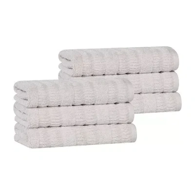 Superior Mika Collection | 80% Cotton 20% Viscose 6-pc. Solid Hand Towel In Silver