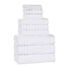 Superior Mika Collection | 80% Cotton 20% Viscose 9-pc. Quick Dry Solid Bath Towel Set In White