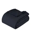 Superior Milan Cotton Jacquard Dobby Weave Textured Striped Lightweight Woven Blanket, California King In Navy Blue