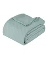 Superior Milan Cotton Jacquard Dobby Weave Textured Striped Lightweight Woven Blanket, King In Aqua