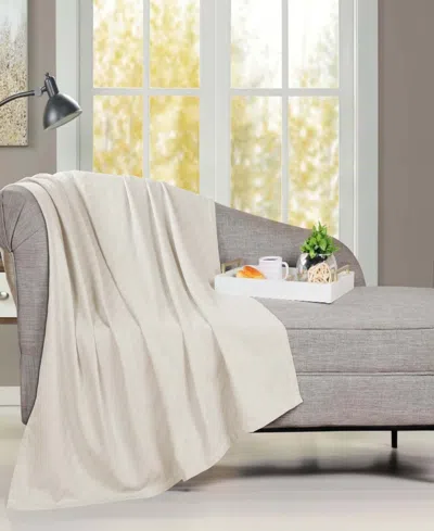 Superior Milan Cotton Jacquard Dobby Weave Textured Striped Lightweight Woven Throw, 50" X 60" In Ivory
