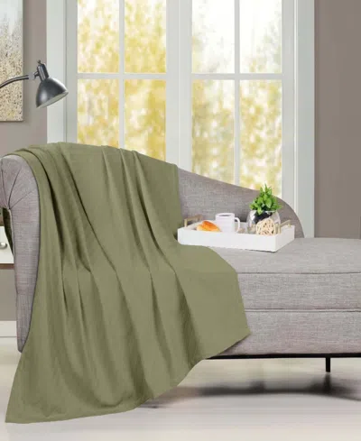 Superior Milan Cotton Jacquard Dobby Weave Textured Striped Lightweight Woven Throw, 50" X 60" In Sage