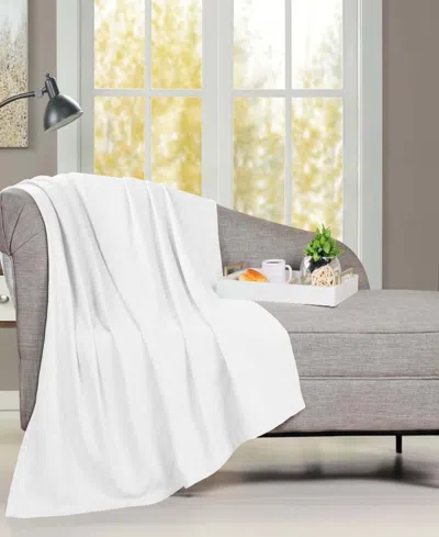 Superior Milan Cotton Jacquard Dobby Weave Textured Striped Lightweight Woven Throw, 50" X 60" In White
