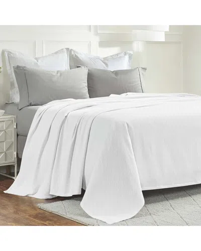 Superior Milan Cotton Textured Striped Lightweight Woven Blanket In White