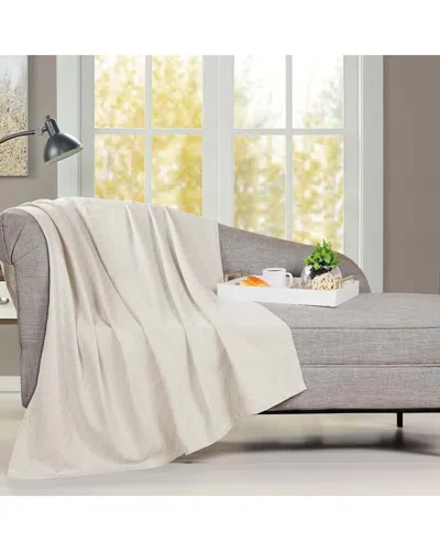 Superior Milan Cotton Textured Striped Lightweight Woven Throw Blanket In White