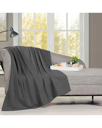 Superior Milan Cotton Textured Striped Lightweight Woven Throw Blanket In Gray