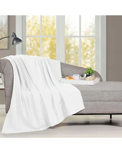 Superior Milan Cotton Textured Striped Lightweight Woven Throw Blanket In White