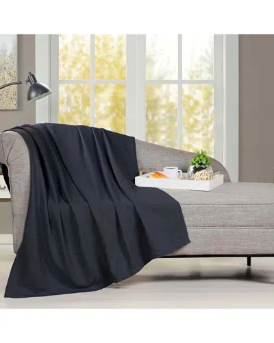 Superior Milan Cotton Textured Striped Lightweight Woven Throw Blanket In Black
