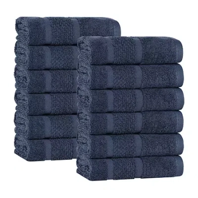 Superior Mile Collection | 80% Cotton 20% Viscose 12-pc. Quick Dry Washcloth In Blue