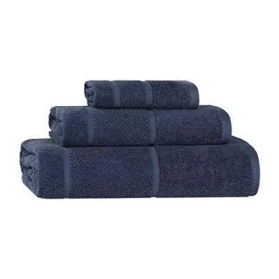 Superior Mile Collection | 80% Cotton 20% Viscose 3-pc. Quick Dry Solid Bath Towel Set In Blue