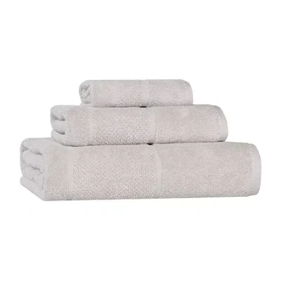 Superior Mile Collection | 80% Cotton 20% Viscose 3-pc. Quick Dry Solid Bath Towel Set In Silver